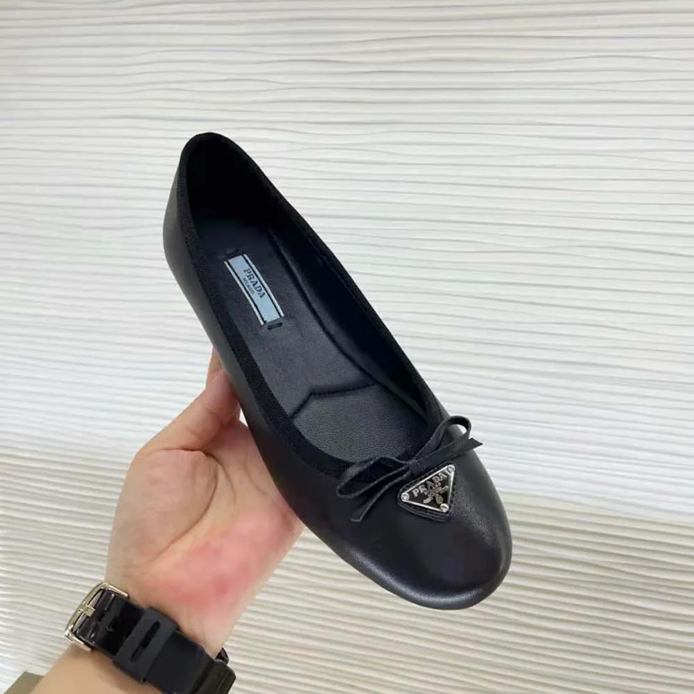 Prada Nappa Leather Ballerinas for Women in Black