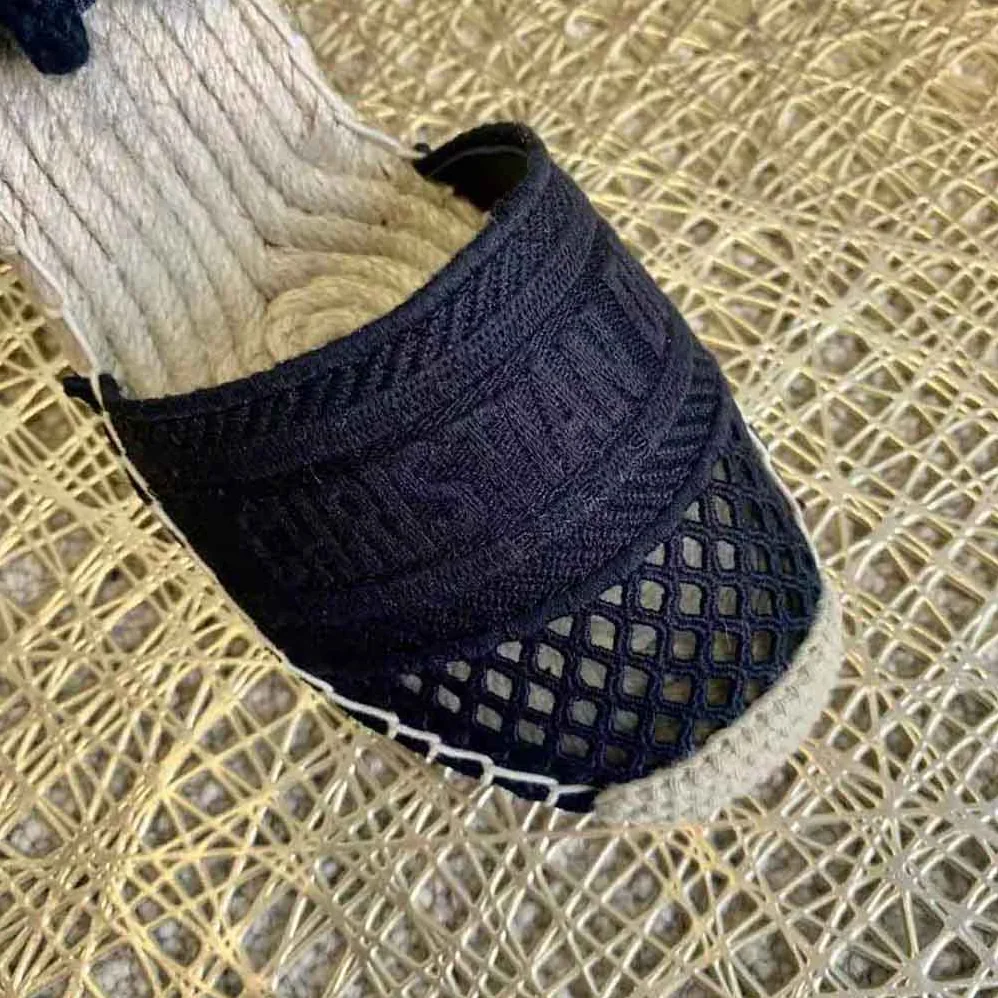 Dior Granville Wedge Espadrille Black Mesh Embroidery for Women Dior Granville Wedge Espadrille Black Mesh Embroidery for Women