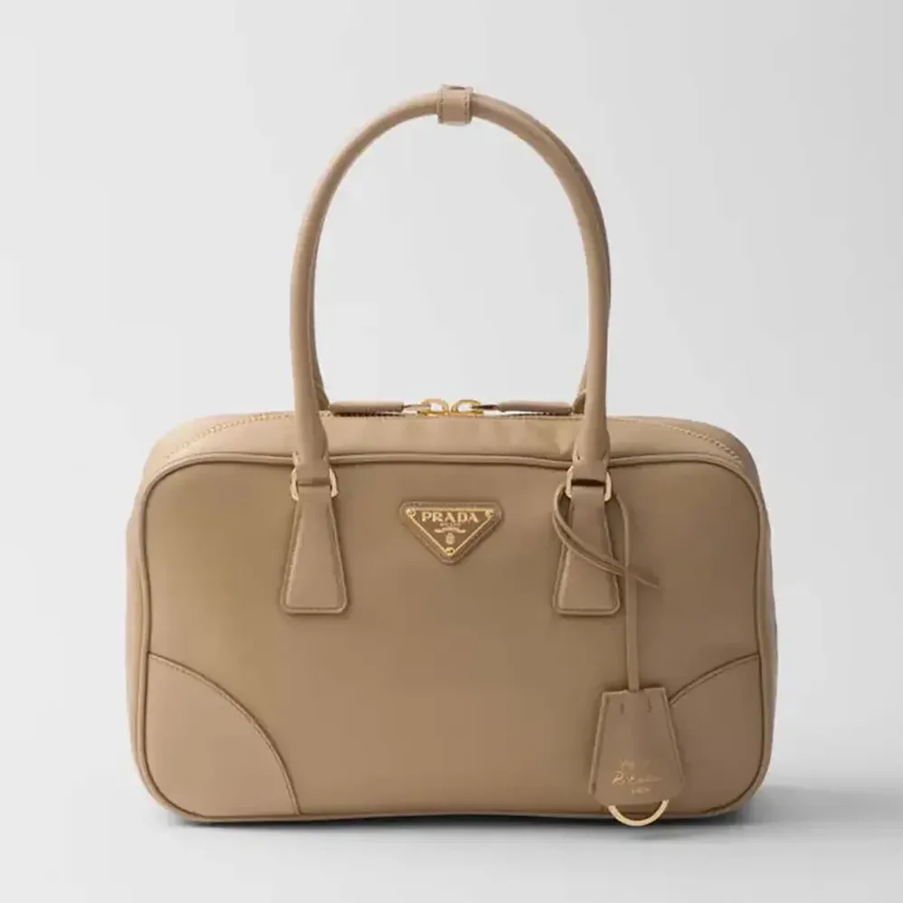 Prada Re-Edition 1978 Medium Re-Nylon and Saffiano Leather Two-handle Bag for Women in Sandy