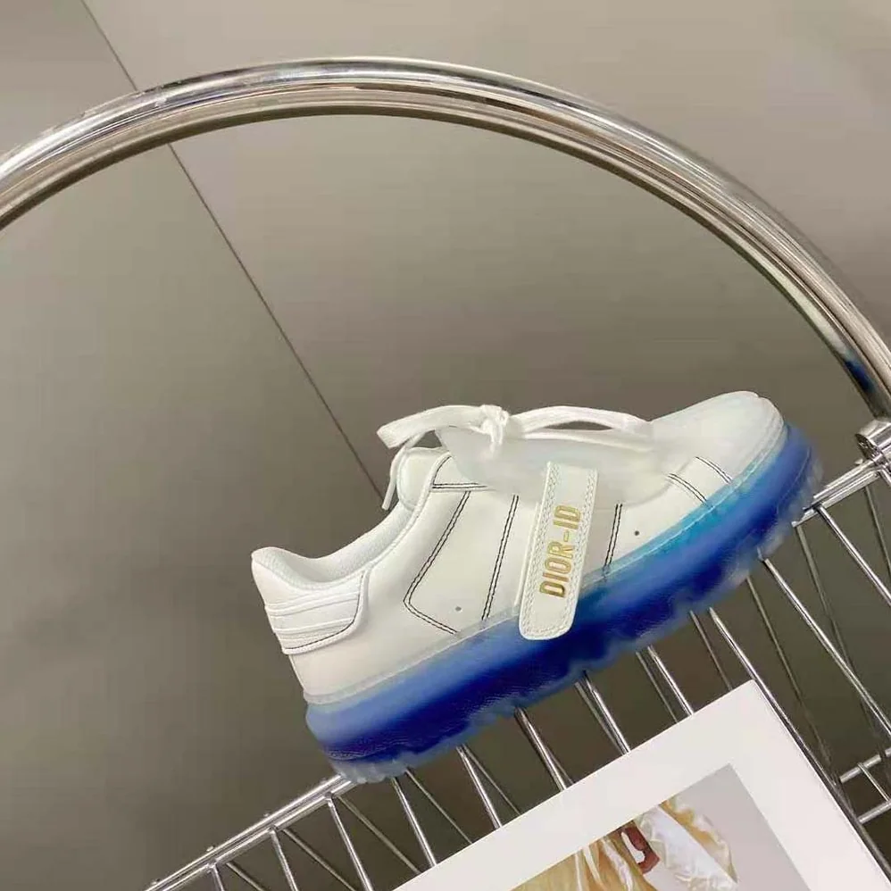 Dior Dior-Id Sneaker White Calfskin and Deep Blue Transparent Rubber for Women