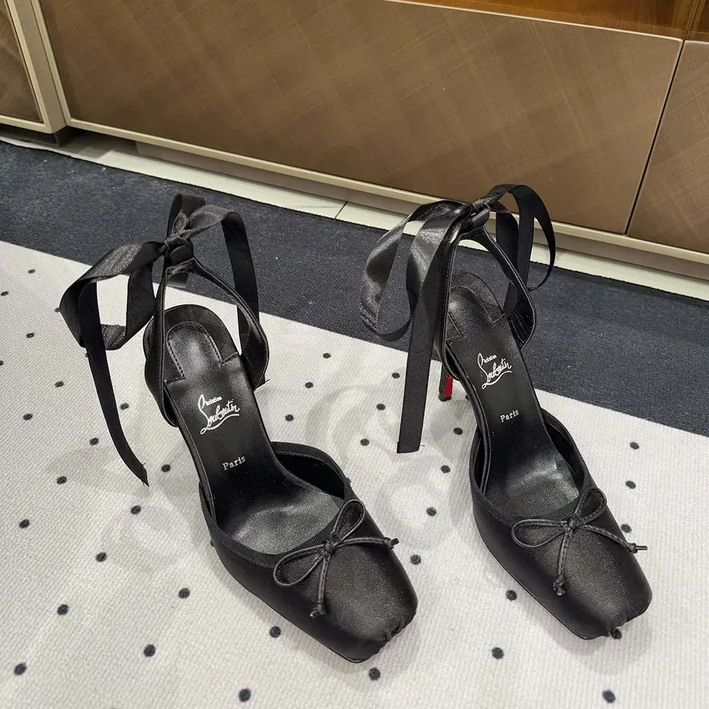 Christian Louboutin Cassia Lace Up 100 mm Strappy Pumps for Women in Black