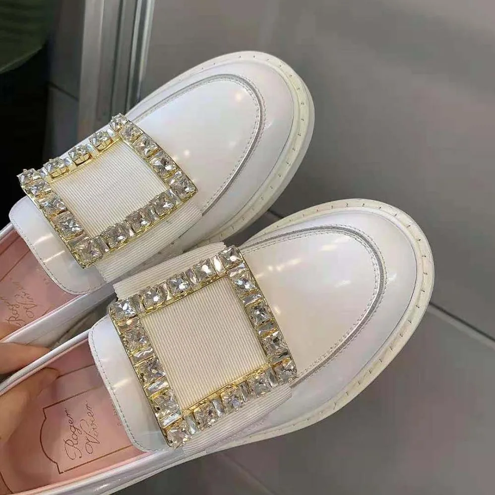 Roger Vivier Viv' Rangers Strass Buckle Loafers in Leather for Women Roger Vivier Viv' Rangers Strass Buckle Loafers in Leather for Women