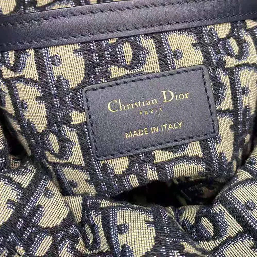 Dior Dior Wicker Bucket Bag Blue Dior Oblique Jacquard and Natural Wicker for Women Dior Dior Wicker Bucket Bag Blue Dior Oblique Jacquard and Natural Wicker for Women
