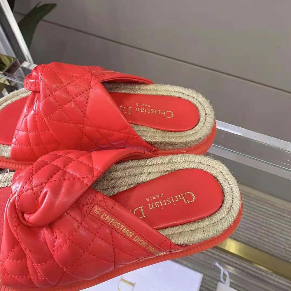 Dior Dtwist Slide Bright Orange Cannage Lambskin for Women