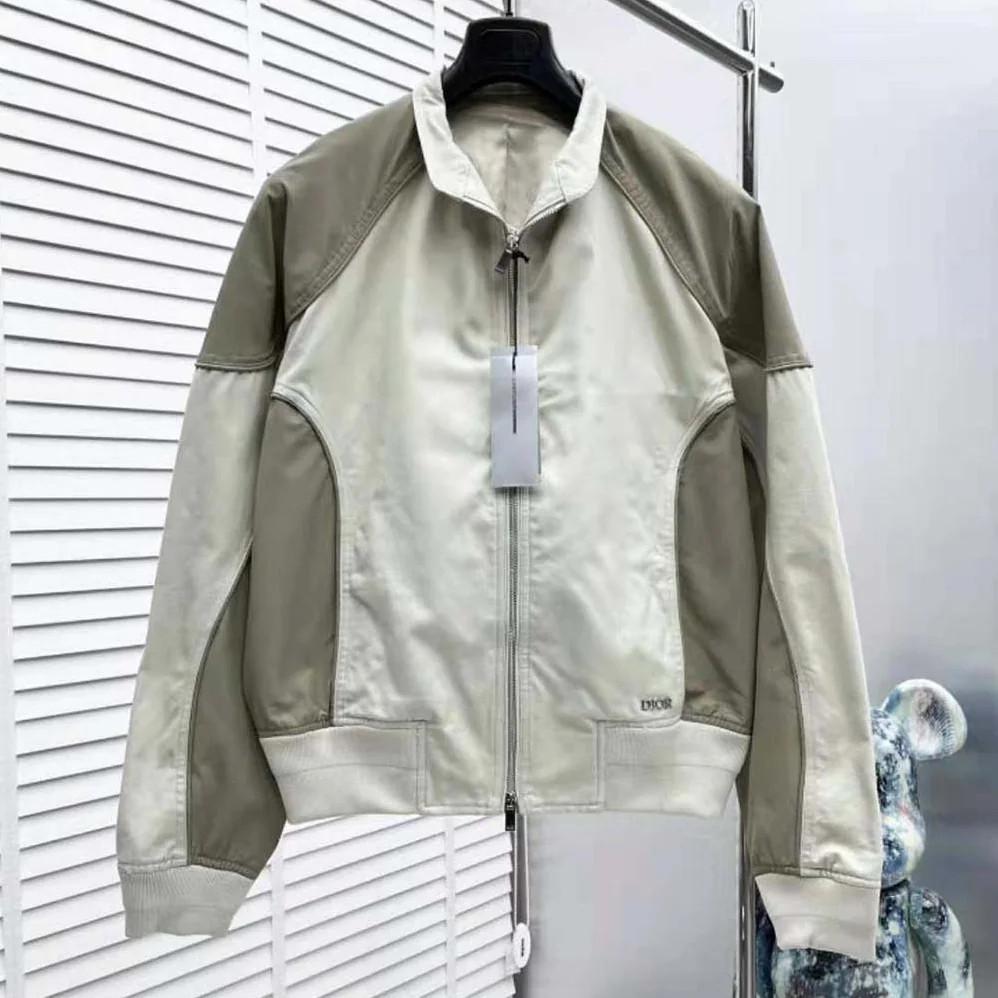 Dior Bomber Jacket Gray Cotton Canvas for Men Dior Bomber Jacket Gray Cotton Canvas for Men