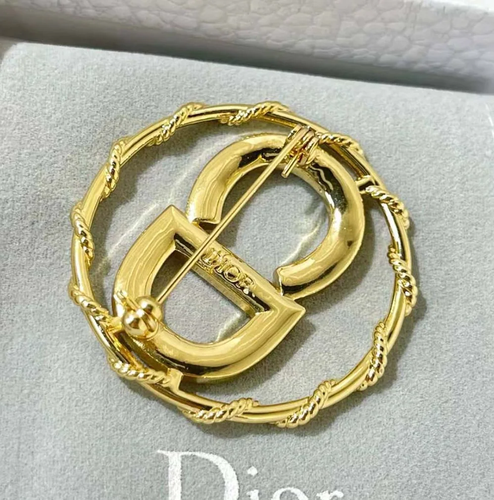 Dior Clair D Lune Brooch Gold-Finish Metal and White Crystals for Women