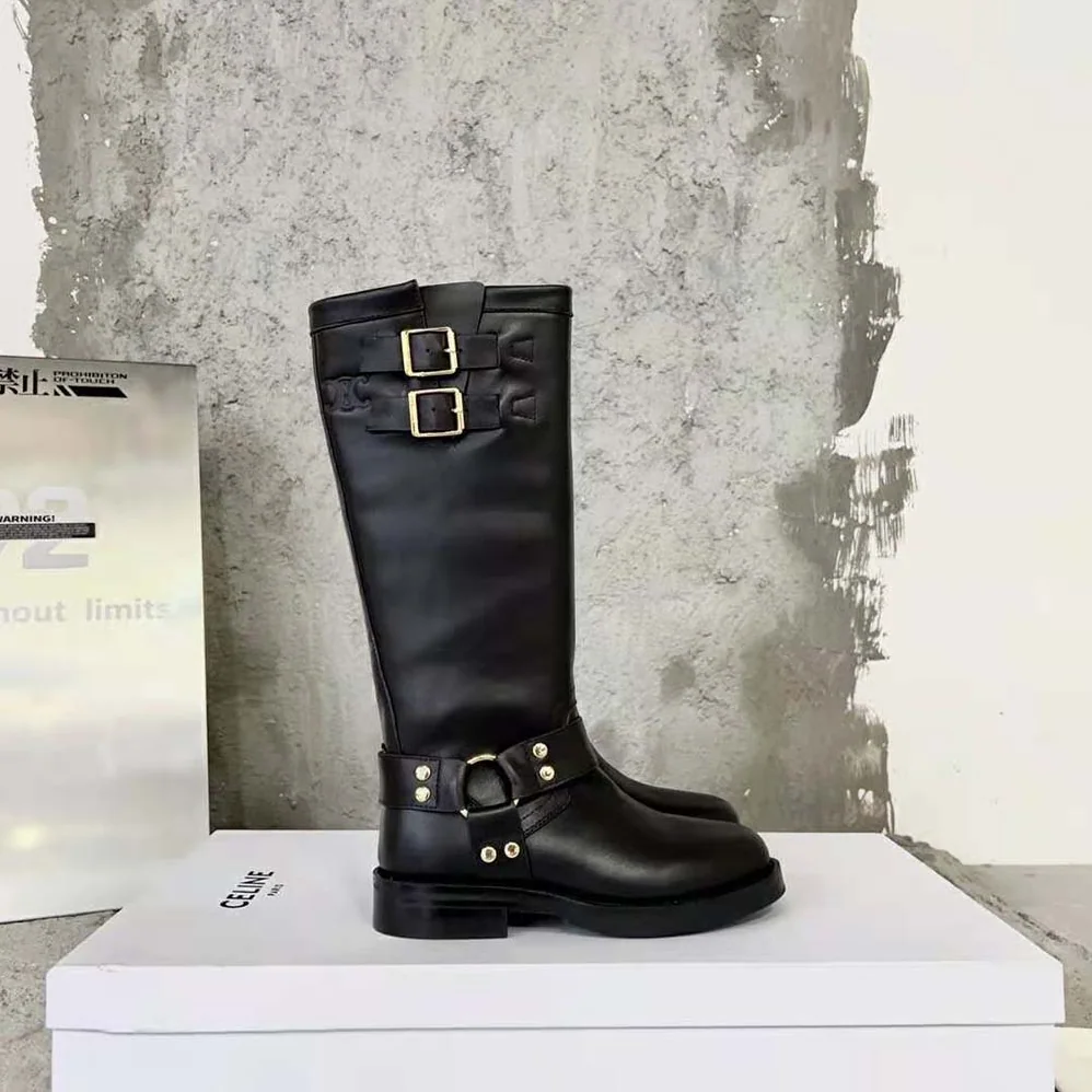 Celine High Boot Celine Biker in Calfskin – Vegetal Tanning for Women in Black Celine High Boot Celine Biker in Calfskin – Vegetal Tanning for Women in Black