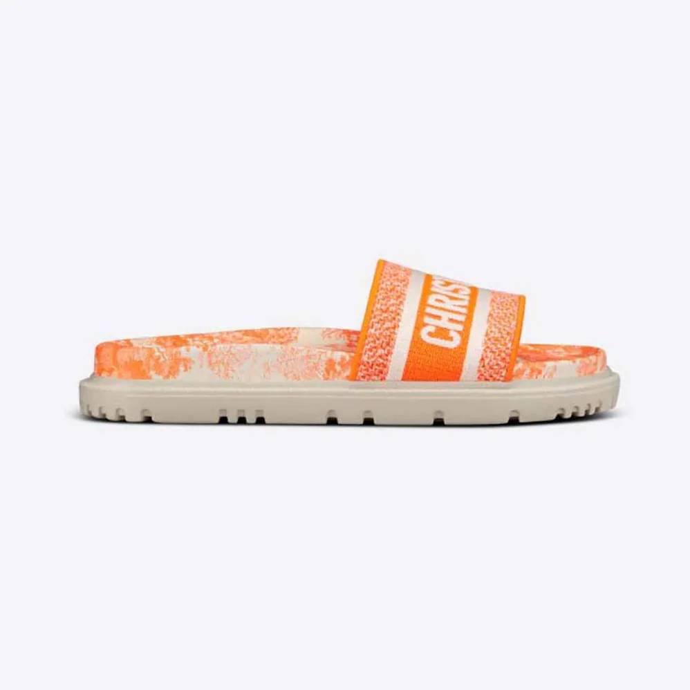 Dior Dway Slide Bright Toile De Jouy Embroidered Cotton for Women in Orange Dior Dway Slide Bright Toile De Jouy Embroidered Cotton for Women in Orange