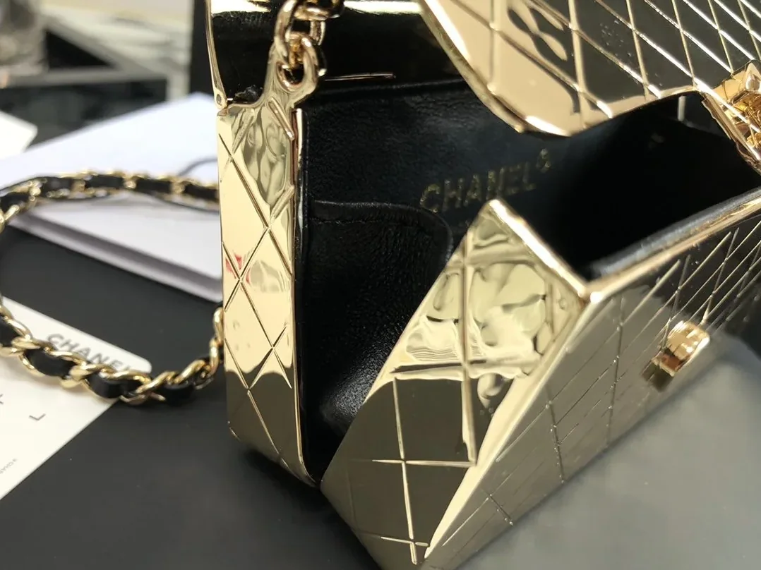 Chanel Evening Flap Bag Small Crossbody in Gold Metalic Gold Hardware Chanel Evening Flap Bag Small Crossbody in Gold Metalic Gold Hardware