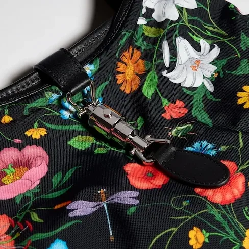 Gucci Jackie 1961 Medium Shoulder Bag in Black/ Multicolor Gold Hardware