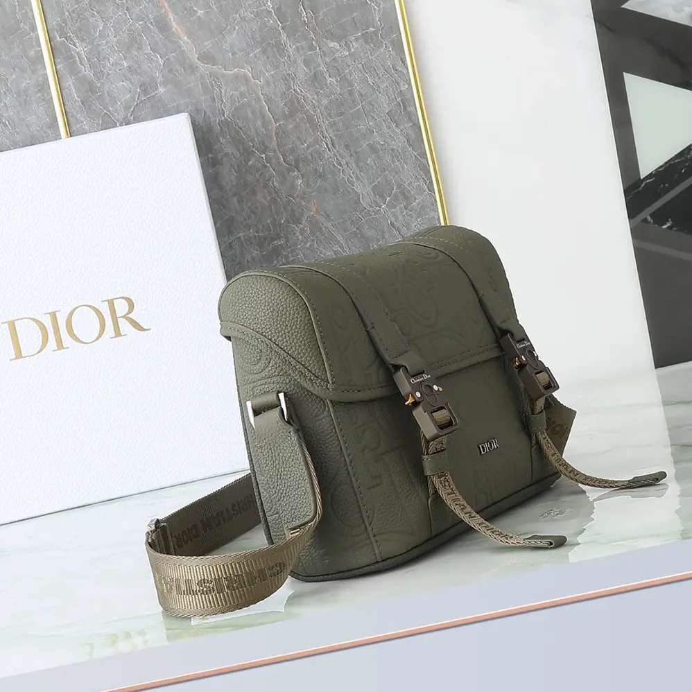 Dior Hit the Road Messenger Bag with Flap Khaki Dior Gravity Leather for Men