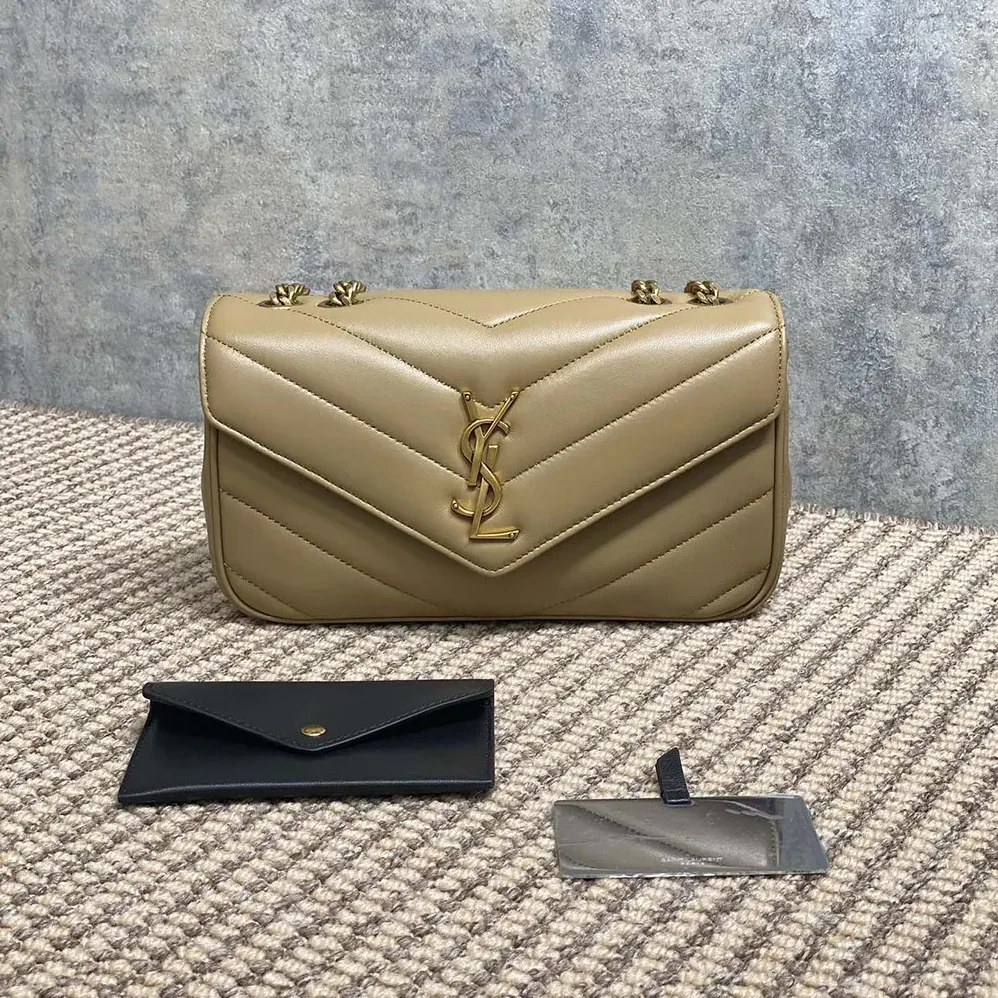 Saint Laurent YSL Loulou Small in Matelasse Lambskin for Women in Natural
