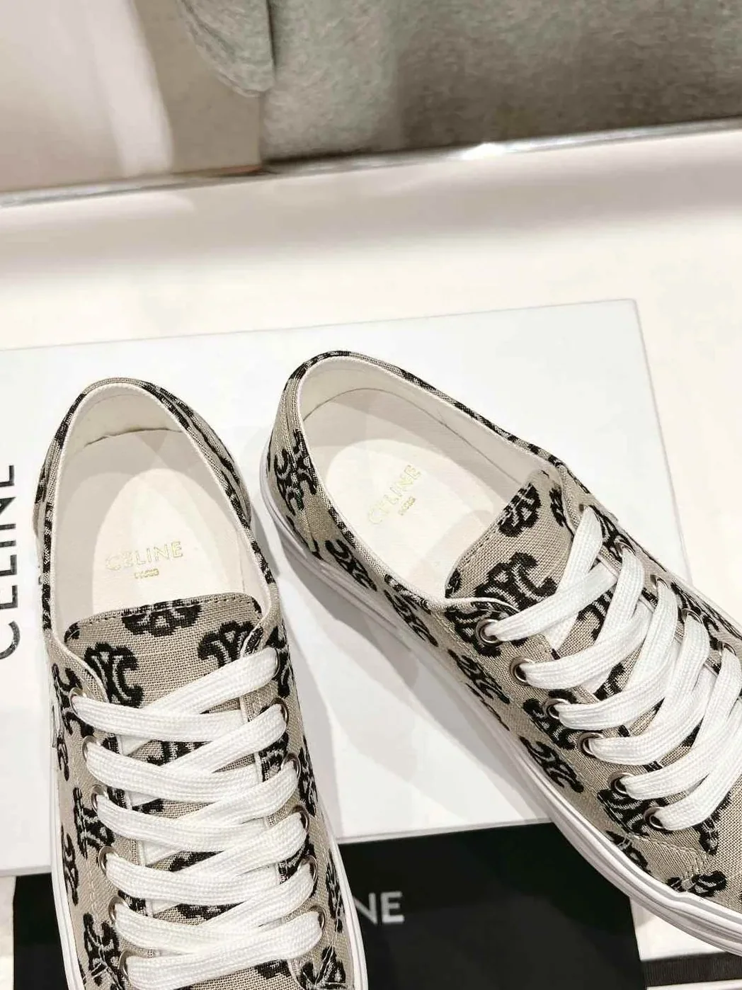 Celine Triomphe Sneakers In Canvas Black