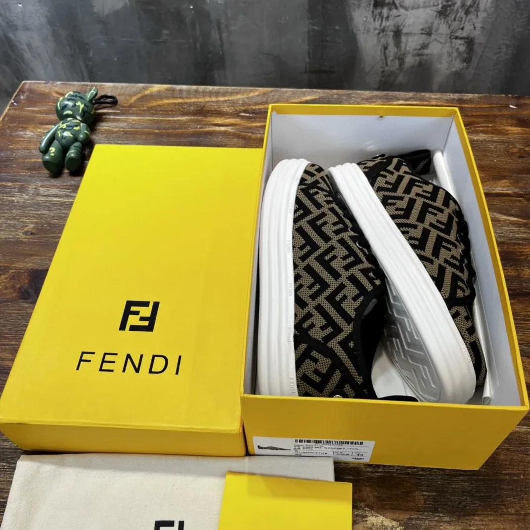 Fendi Domino Fabric Sneakers Brown Fendi Domino Fabric Sneakers Brown
