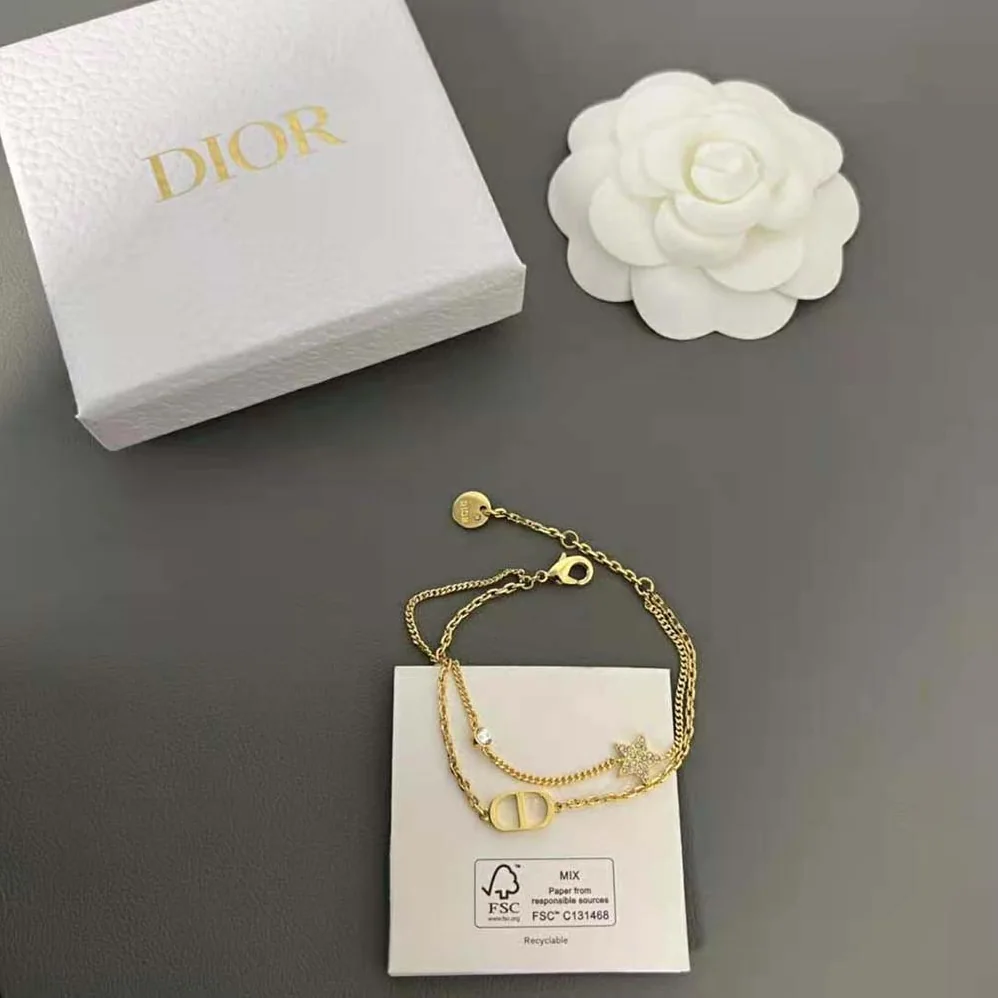 Dior 30 Montaigne Long Necklace Gold-Finish Metal and White Crystals for Women Dior 30 Montaigne Long Necklace Gold-Finish Metal and White Crystals for Women