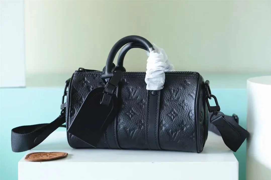 Louis Vuitton Nano Speedy Top Handle Bag / Black Monogram Empreinte Gold Hardware