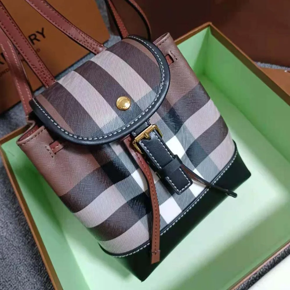Burberry Check Micro Backpack in Calf Leather for Women Burberry Check Micro Backpack in Calf Leather for Women