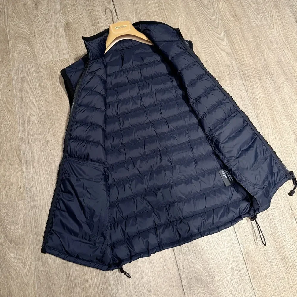 Miu Miu Light Pongé Down Vest with Embroidered logo for Women Miu Miu Light Pongé Down Vest with Embroidered logo for Women