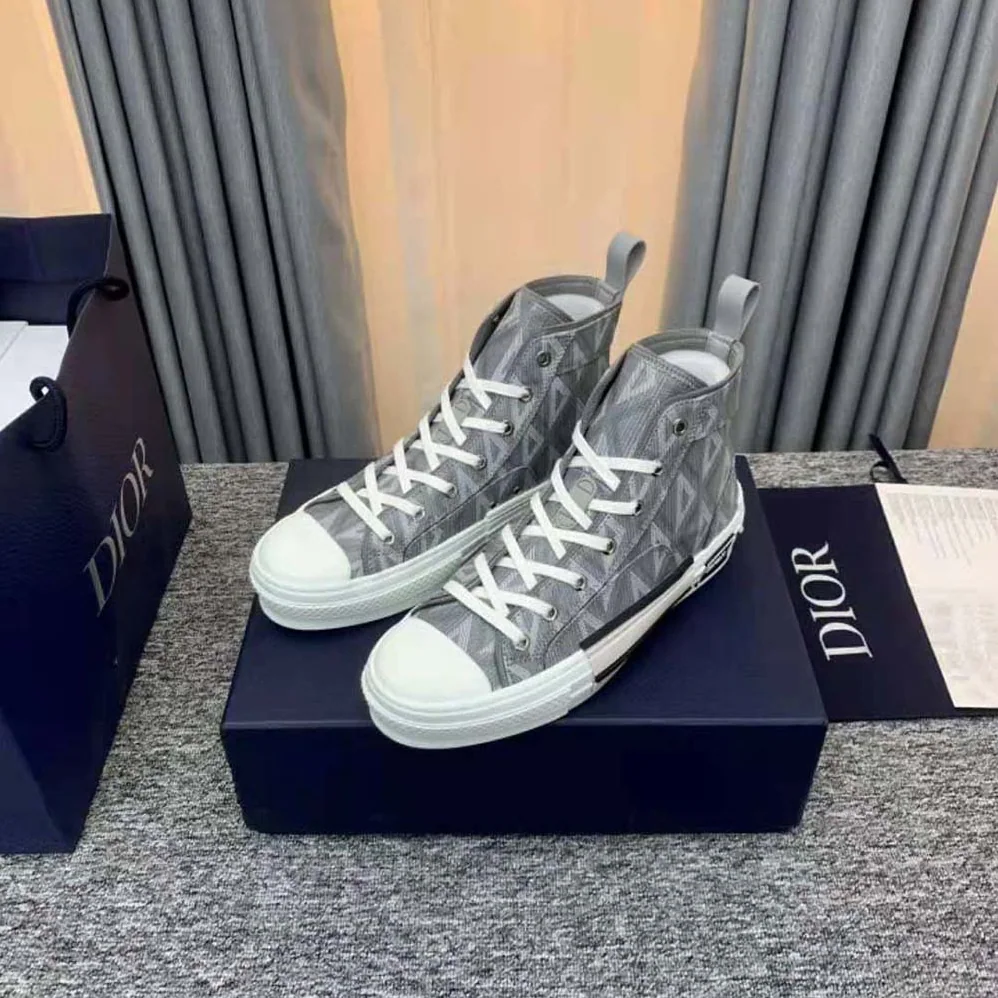 Dior B23 High-Top Sneaker Dior Gray CD Diamond Canvas for Unisex Dior B23 High-Top Sneaker Dior Gray CD Diamond Canvas for Unisex