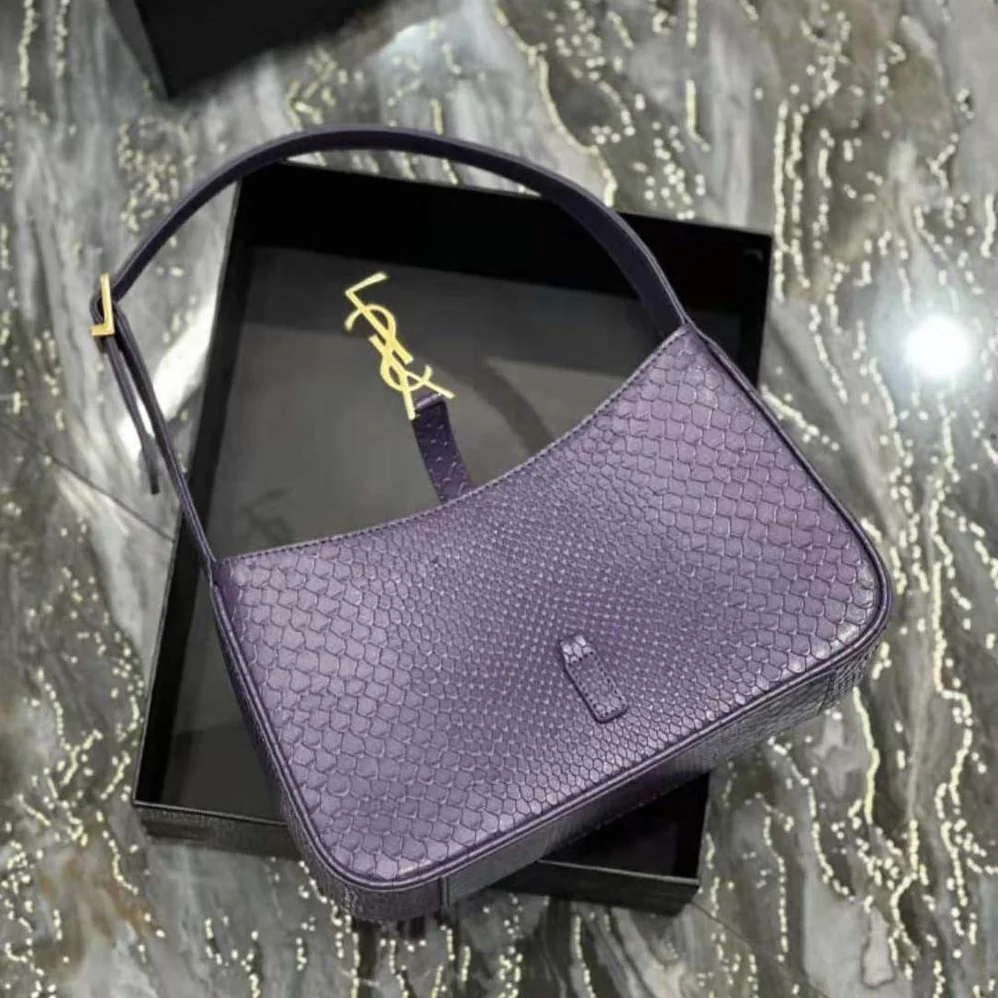 Saint Laurent YSL Le 5 A 7 Hobo Bag in Python for Women in Purple