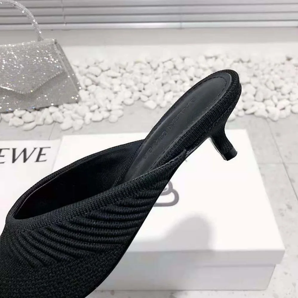 Balenciaga Knife 2 0 40mm Mule in Black and White Textured Recycled Knit for Women
