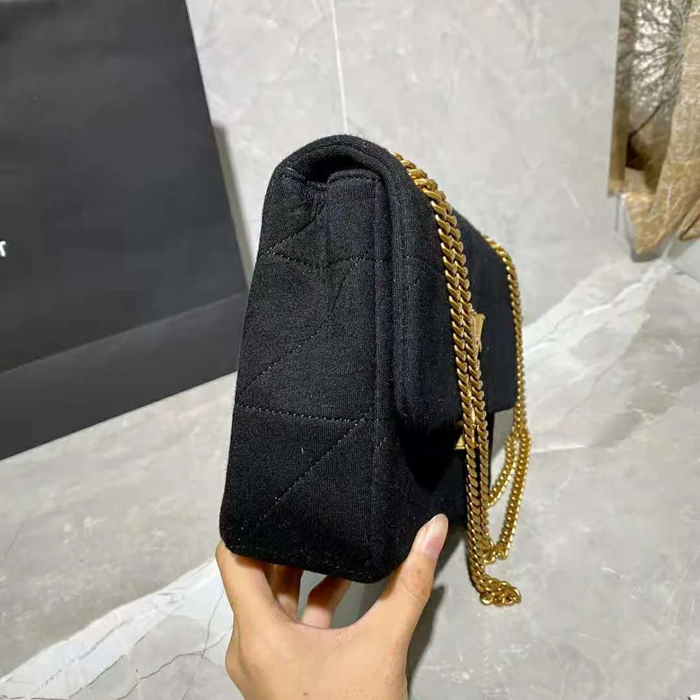 Saint Laurent YSL Jamie Medium Carre Rive Gauche in Jersey for Women in Black Saint Laurent YSL Jamie Medium Carre Rive Gauche in Jersey for Women in Black
