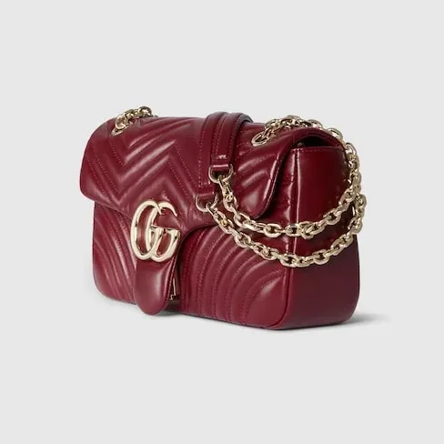 Gucci Marmont Medium Shoulder Bag / Rosso Ancora Red Light Gold Hardware