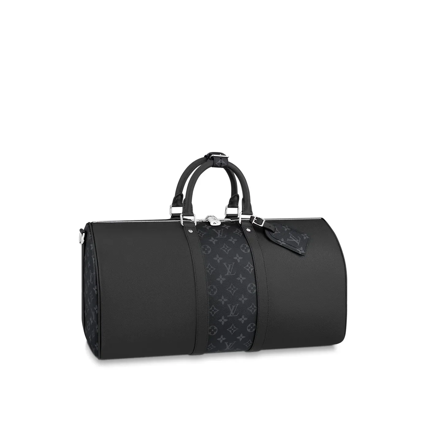 Louis Vuitton Keepall Bandouliere 25 Travel Bag in Black Silver Hardware Louis Vuitton Keepall Bandouliere 25 Travel Bag in Black Silver Hardware