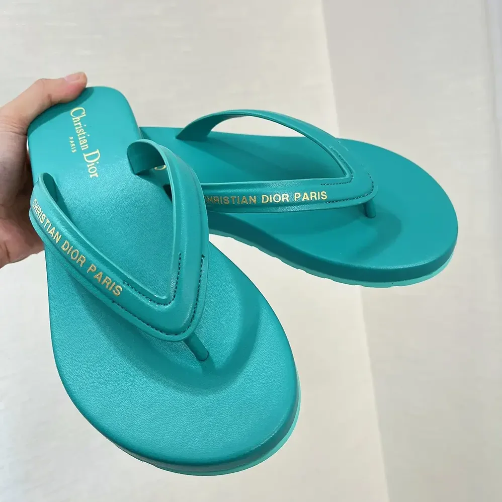 Dior Diorsea Thong Sandal Aquamarina Leather for Women in Effect Fabric Dior Diorsea Thong Sandal Aquamarina Leather for Women in Effect Fabric