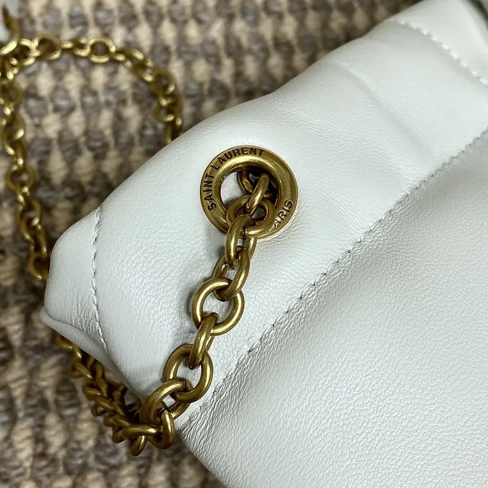 Saint Laurent YSL Jamie Large Pochon In Lambskin for Women in White Saint Laurent YSL Jamie Large Pochon In Lambskin for Women in White