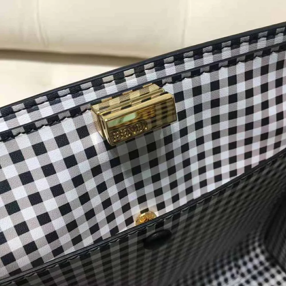 Fendi Peekaboo X-Lite Medium Brown Leather and Check Bag for Women