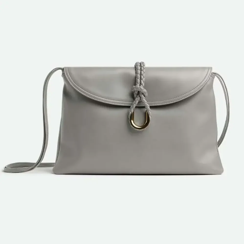 Bottega Veneta Liberta Cross-body Bag in Smooth Calf Leather for Women in Silver