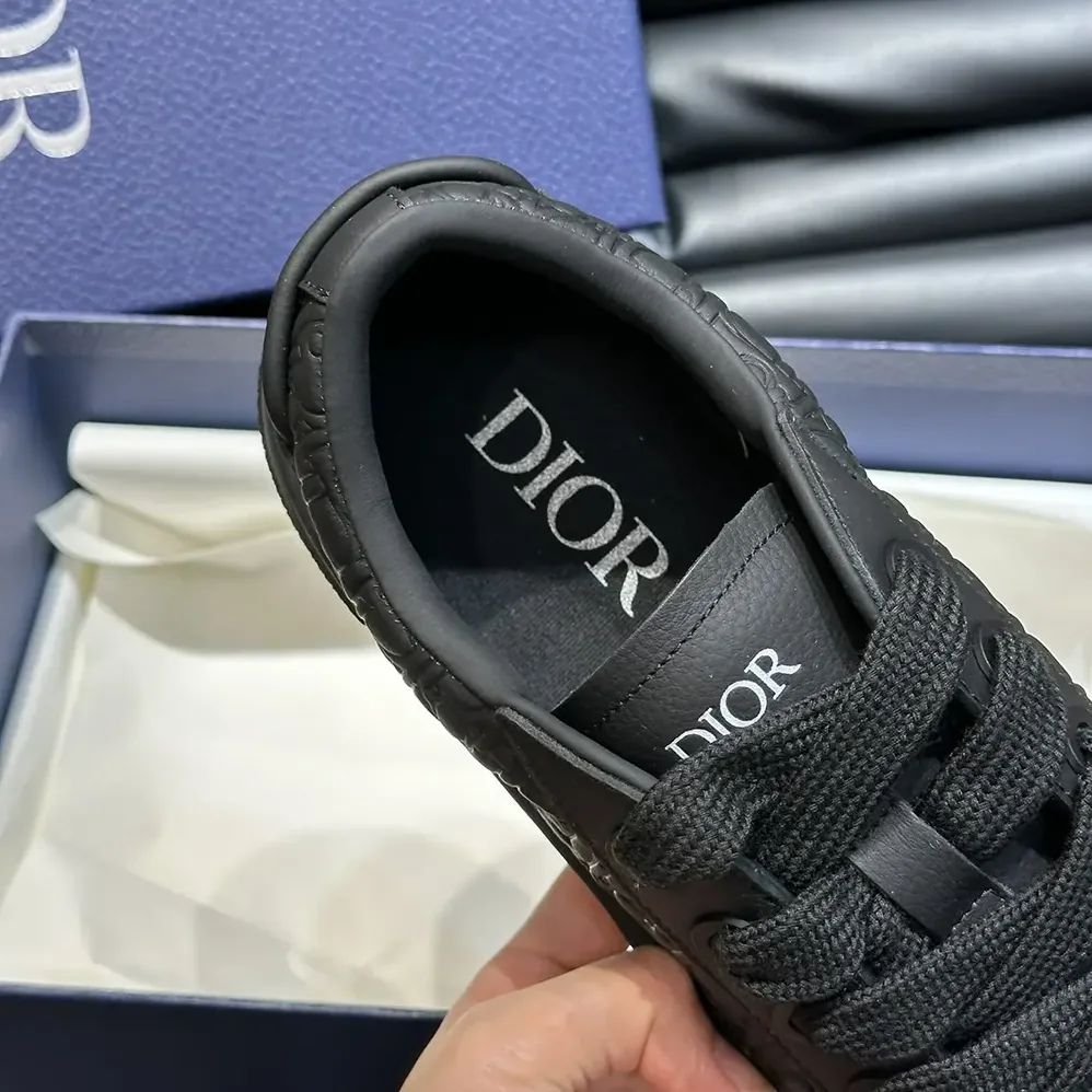 Dior B33 Sneaker Black Grained Calfskin and Black Dior Gravity Leather for Men