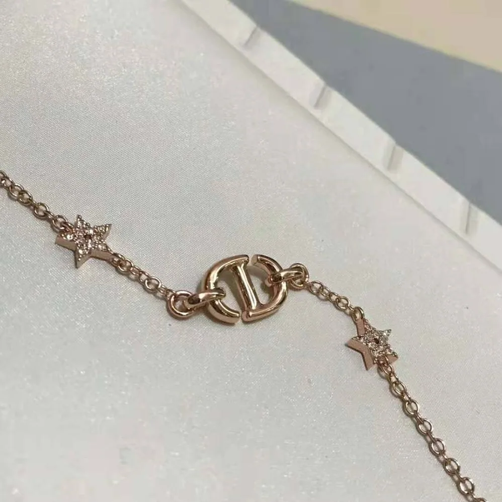 Dior CD Navy Bracelet Rose Gold-Finish Metal and White Crystals for Women