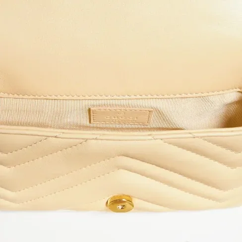 Gucci Marmont Mini Shoulder Bag in Light Yellow Gold Hardware