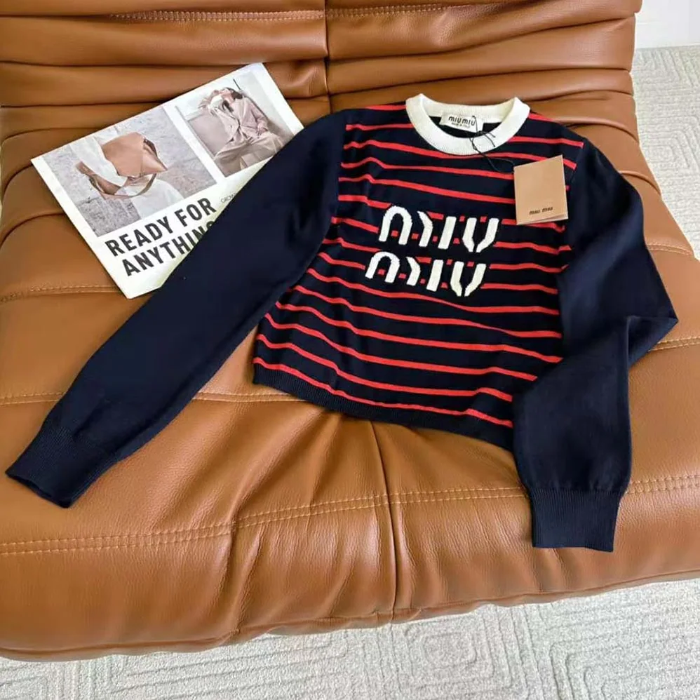 Miu Miu Wool Crew-Neck Sweater for Women in Black