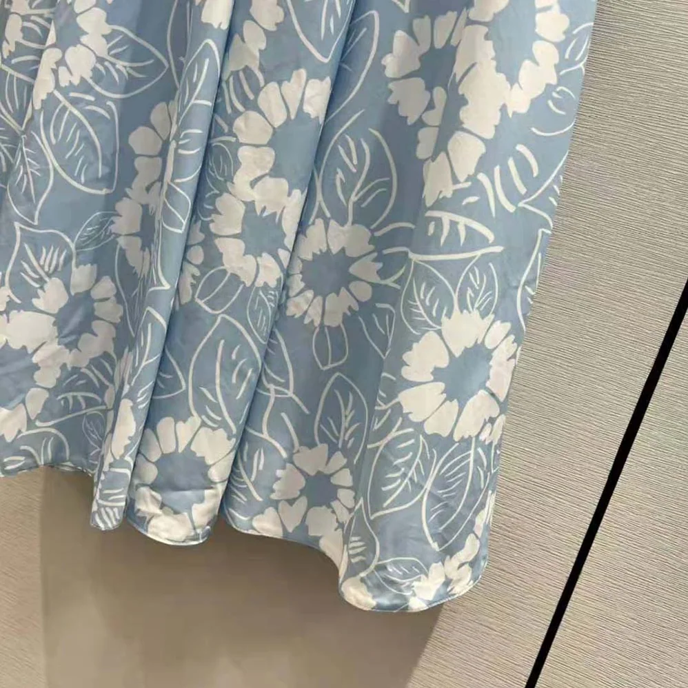Prada Printed Poplin Dress for Women in Blue Prada Printed Poplin Dress for Women in Blue