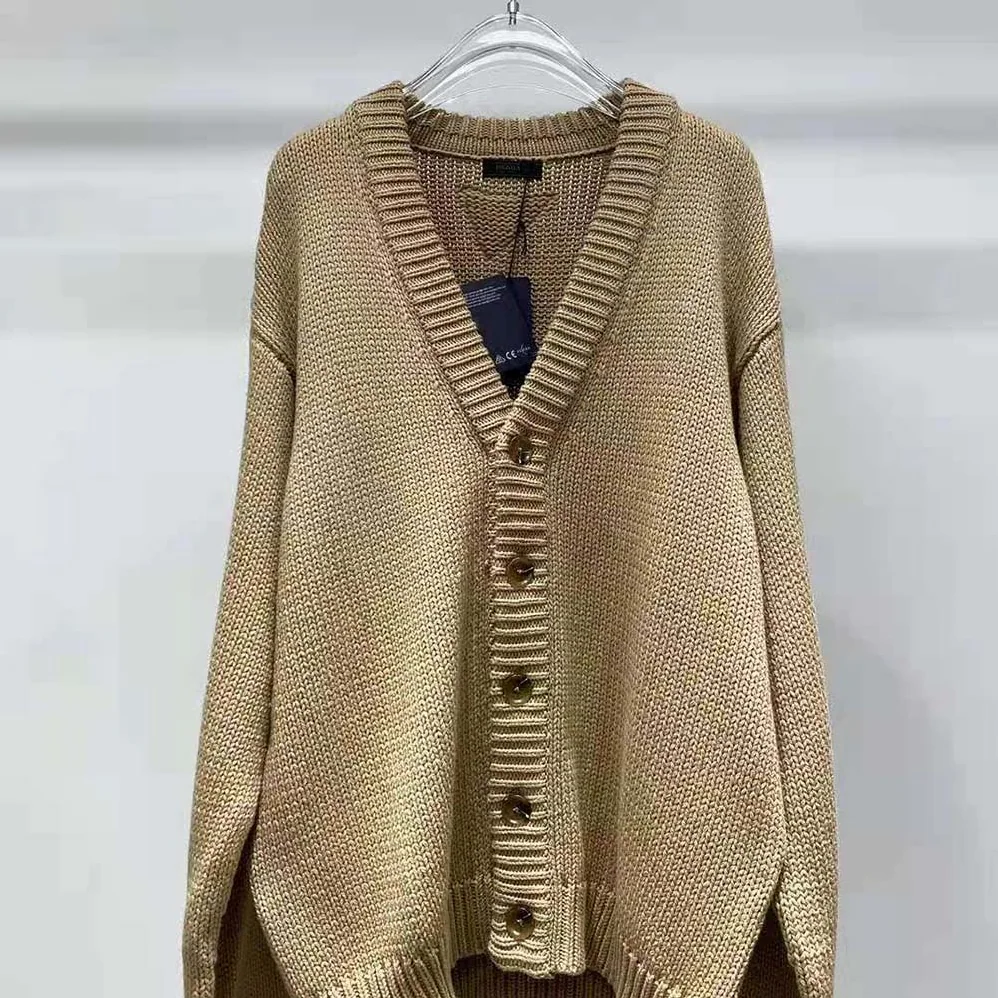 Prada Camel Hair Cardigan with Knit Triangle Logo for Women Prada Camel Hair Cardigan with Knit Triangle Logo for Women