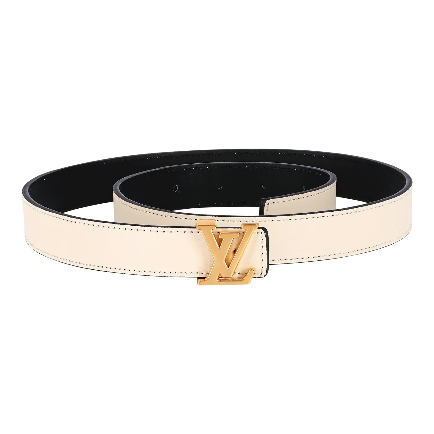 Reversible Beige in Black Leather Belt