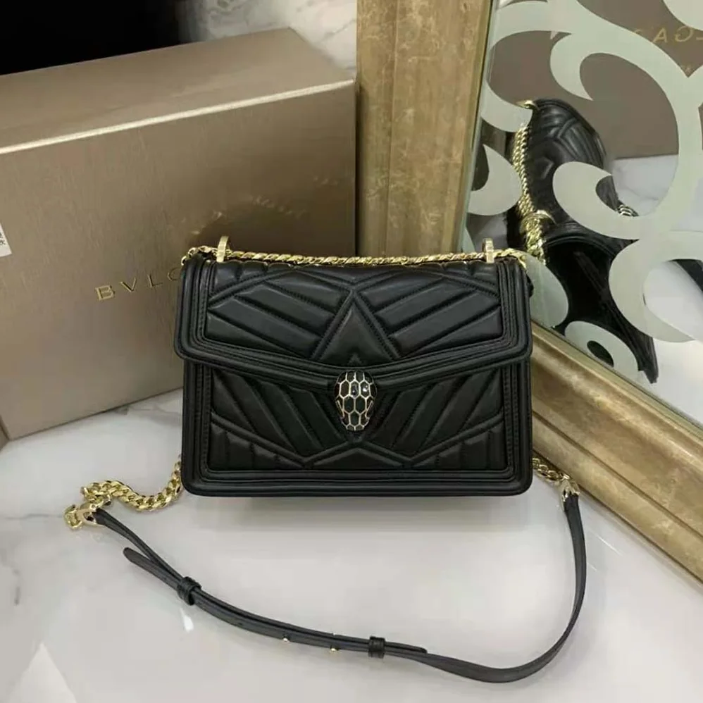 Bvlgari Serpenti Diamond Blast Shoulder Bag for Women in Black