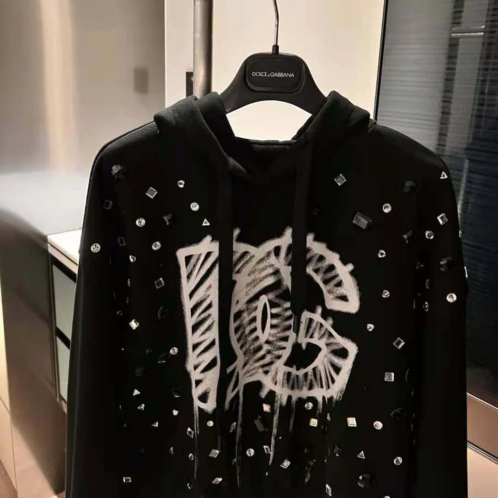 Dolce Gabbana D&G Jersey Sweatshirt with DG Logo Print for Women in Black Dolce Gabbana D&G Jersey Sweatshirt with DG Logo Print for Women in Black