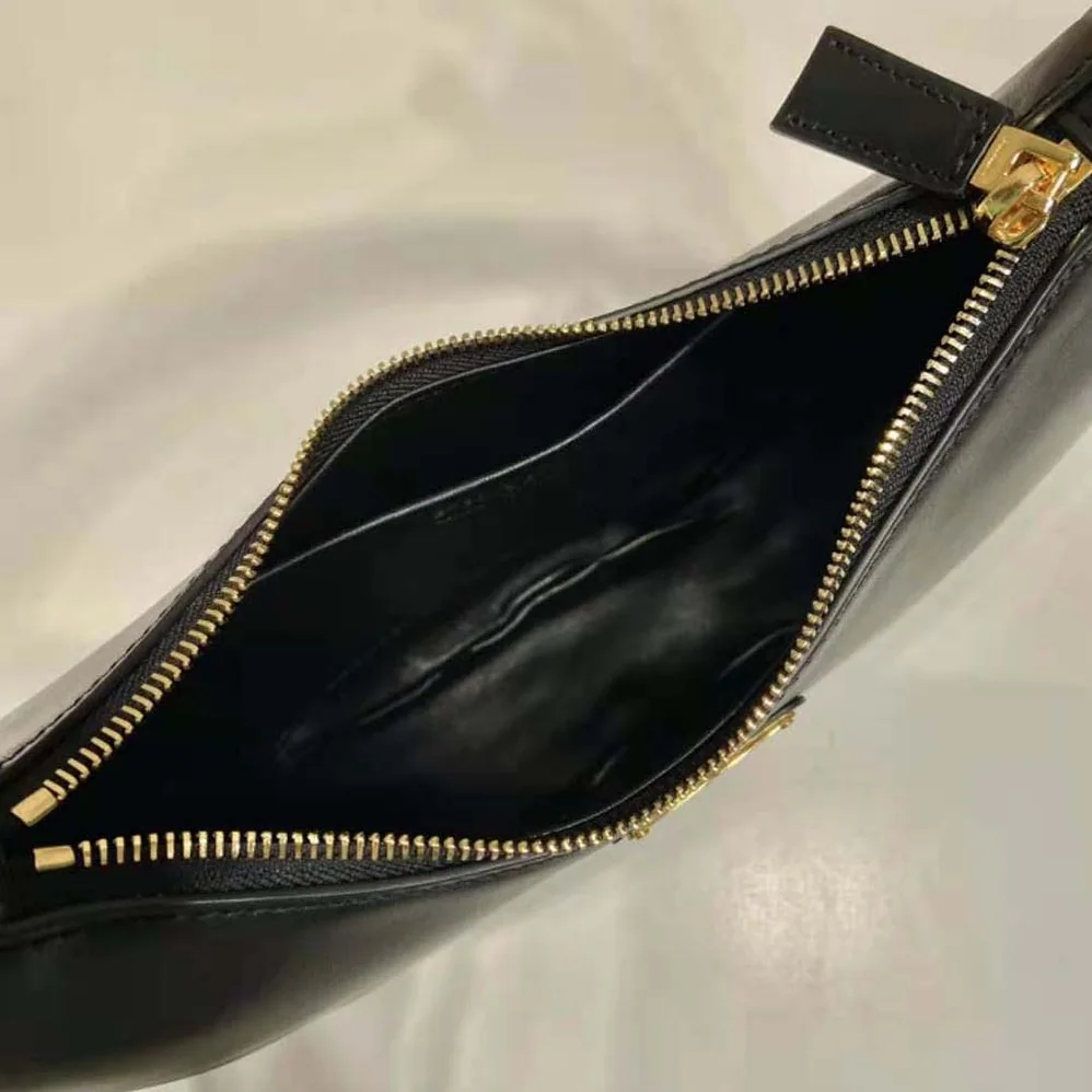 Prada Leather Shoulder Bag with Enameled Metal Triangle Logo for Women in Black