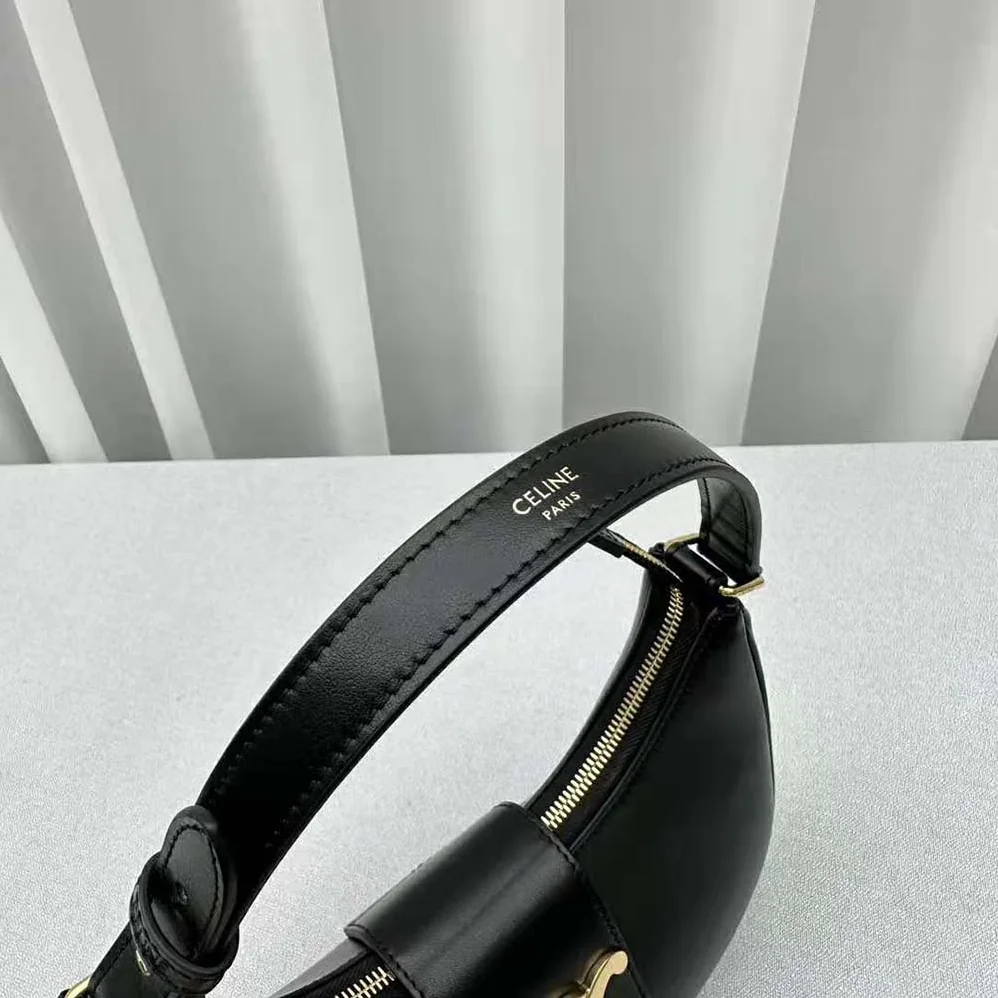 Celine Ava Triomphe Soft Bag in Smooth Calfskin for Women in Black