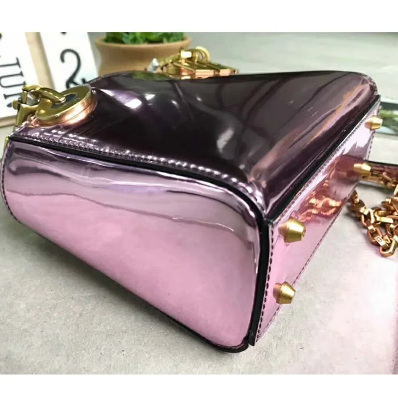 Dior Mini Lady Dior Bag with Chain Pink Metallic Calfskin Dior Mini Lady Dior Bag with Chain Pink Metallic Calfskin