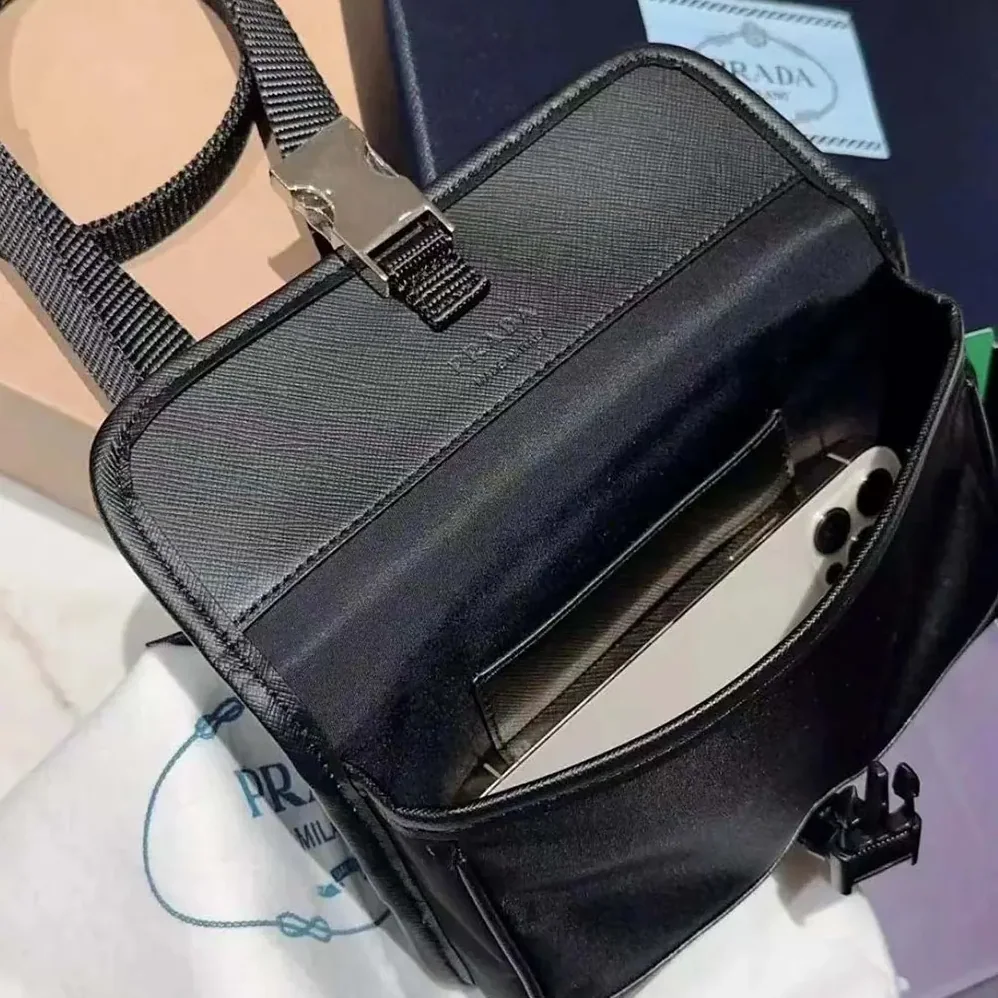 Prada Re-Nylon and Saffiano Shoulder Bag for Unisex in Black Prada Re-Nylon and Saffiano Shoulder Bag for Unisex in Black