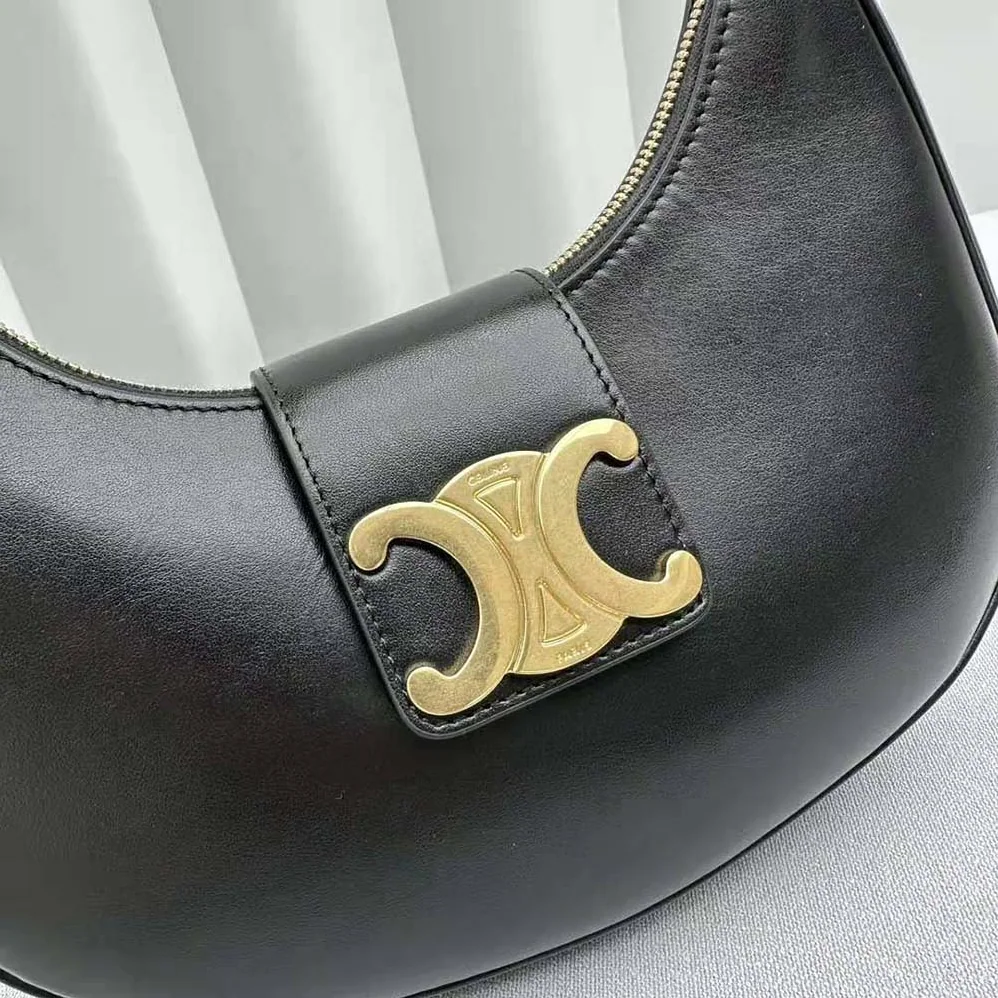 Celine Ava Triomphe Soft Bag in Smooth Calfskin for Women in Black