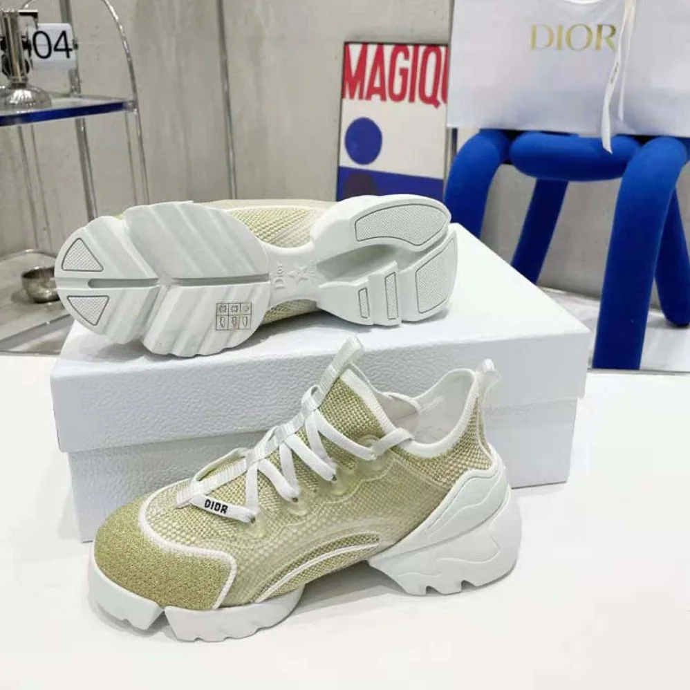 Dior D-Connect Sneaker Gold for Women in Tone Laminated Mesh