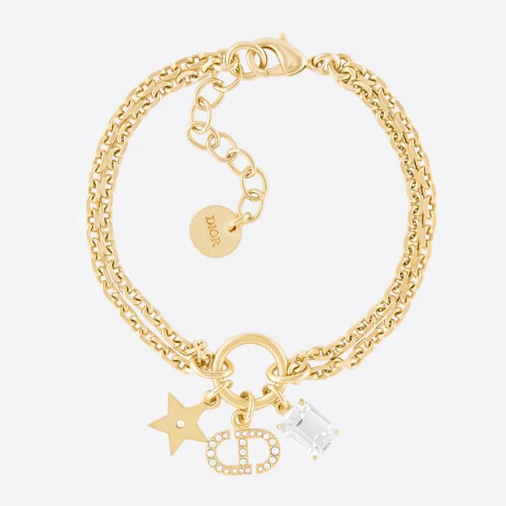 Dior Petit CD Bracelet Gold-Finish Metal and White Crystals for Women