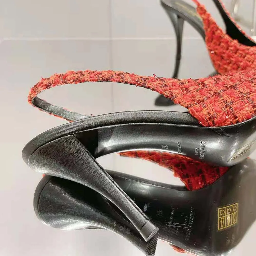 Saint Laurent YSL Vesper Slingback Pumps in Saint Laurent Tweed for Women