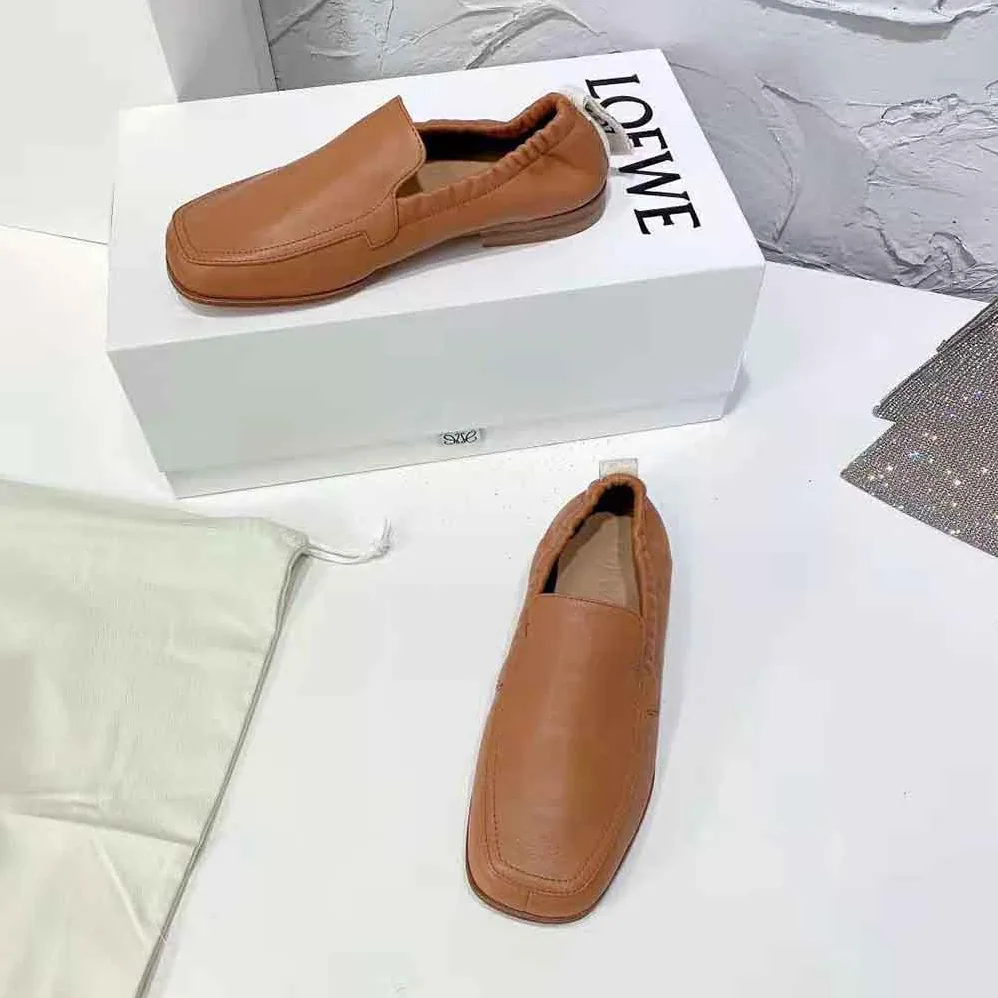 Loewe Elasticated Loafer in Calf for Women in Brown Loewe Elasticated Loafer in Calf for Women in Brown
